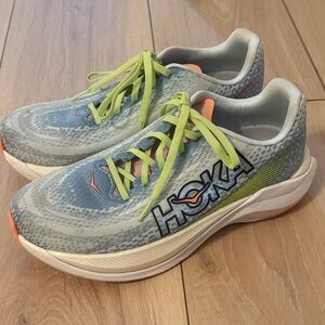 Hoka Blue and Lime Athletic Shoes